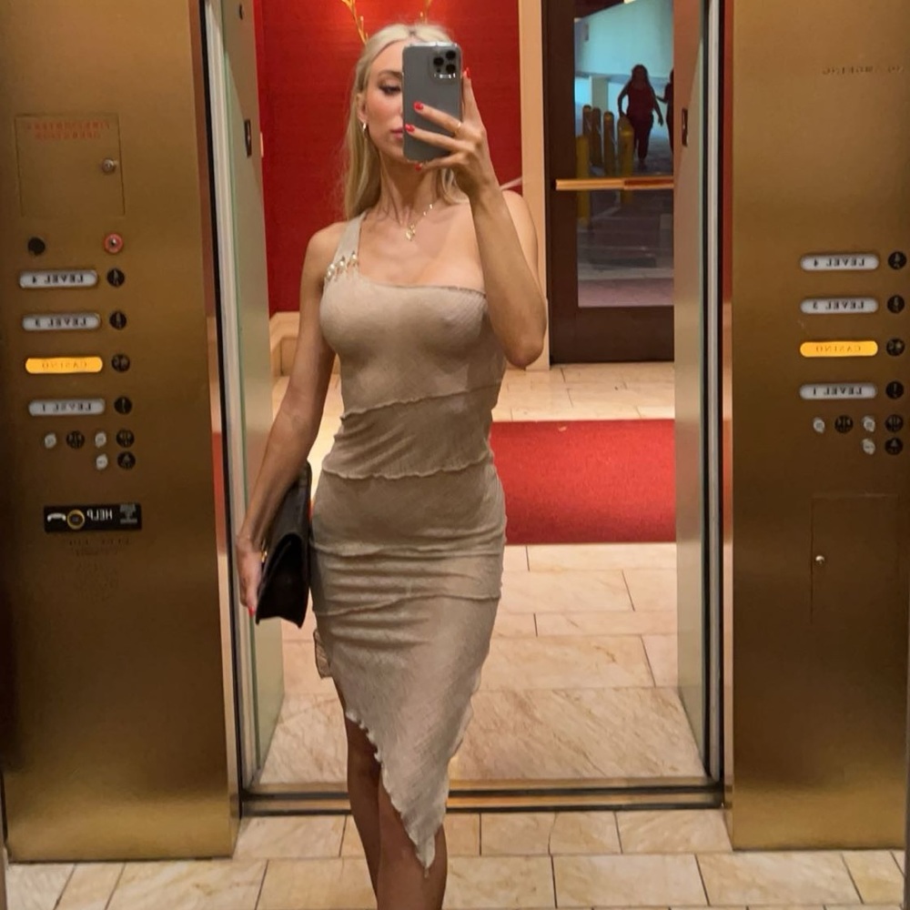 Knitted tan dress